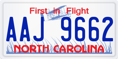 NC license plate AAJ9662