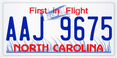 NC license plate AAJ9675