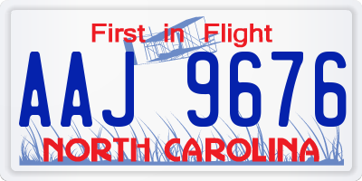 NC license plate AAJ9676