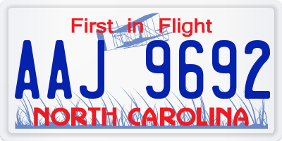 NC license plate AAJ9692