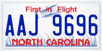 NC license plate AAJ9696
