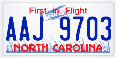 NC license plate AAJ9703