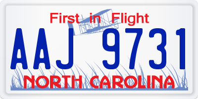 NC license plate AAJ9731