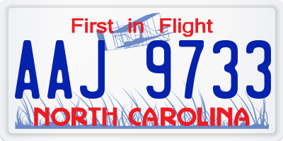 NC license plate AAJ9733