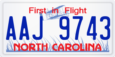 NC license plate AAJ9743