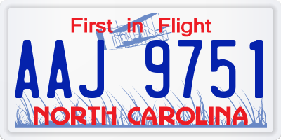 NC license plate AAJ9751