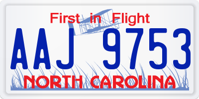 NC license plate AAJ9753