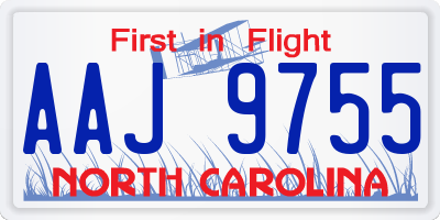 NC license plate AAJ9755