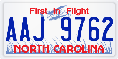 NC license plate AAJ9762