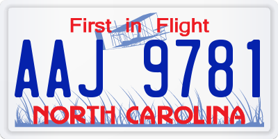 NC license plate AAJ9781