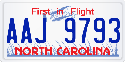 NC license plate AAJ9793