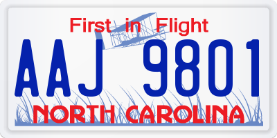 NC license plate AAJ9801
