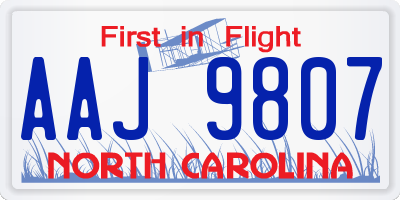 NC license plate AAJ9807