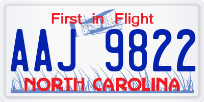 NC license plate AAJ9822