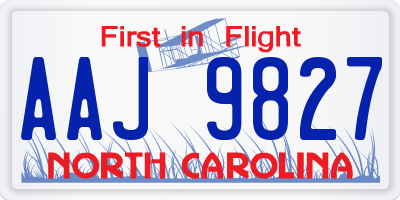 NC license plate AAJ9827