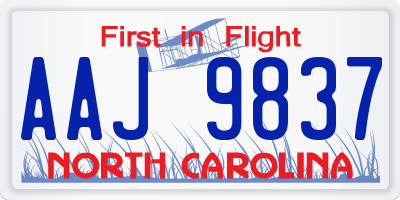 NC license plate AAJ9837