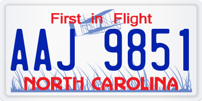 NC license plate AAJ9851