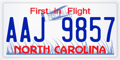 NC license plate AAJ9857