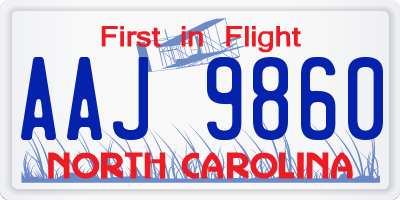 NC license plate AAJ9860