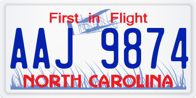 NC license plate AAJ9874