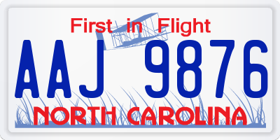 NC license plate AAJ9876