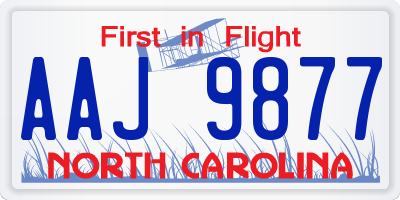 NC license plate AAJ9877