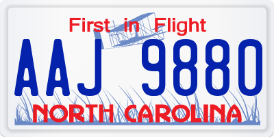 NC license plate AAJ9880