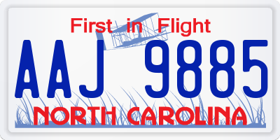 NC license plate AAJ9885