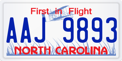 NC license plate AAJ9893