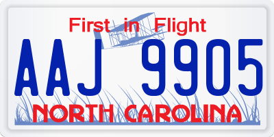 NC license plate AAJ9905