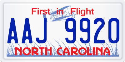 NC license plate AAJ9920