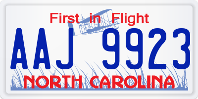NC license plate AAJ9923