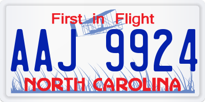 NC license plate AAJ9924