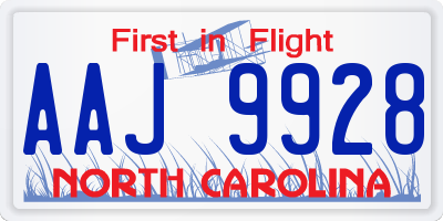 NC license plate AAJ9928