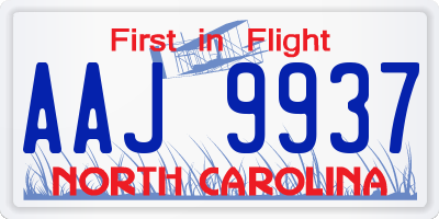 NC license plate AAJ9937