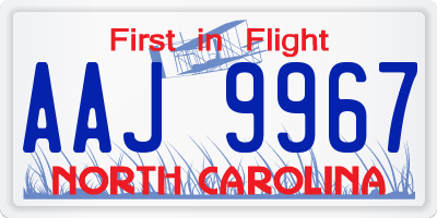 NC license plate AAJ9967