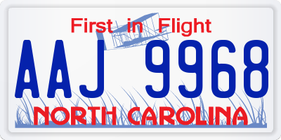 NC license plate AAJ9968