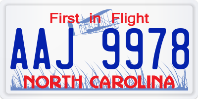 NC license plate AAJ9978