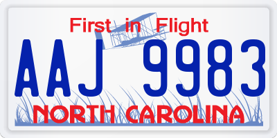 NC license plate AAJ9983