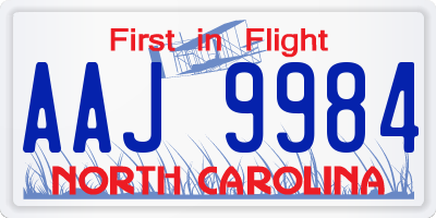 NC license plate AAJ9984