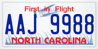 NC license plate AAJ9988