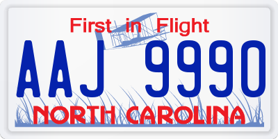 NC license plate AAJ9990