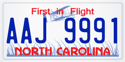 NC license plate AAJ9991