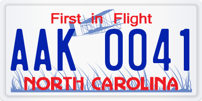 NC license plate AAK0041