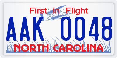 NC license plate AAK0048