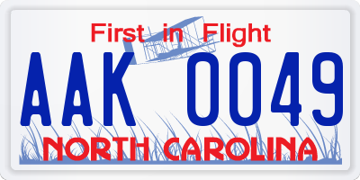 NC license plate AAK0049