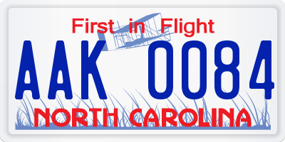 NC license plate AAK0084