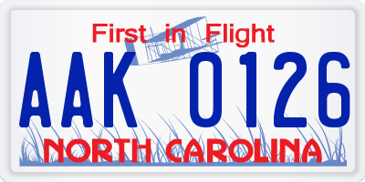NC license plate AAK0126