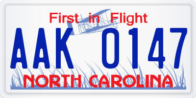 NC license plate AAK0147