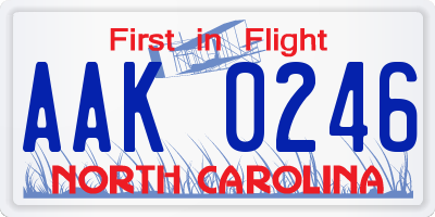 NC license plate AAK0246